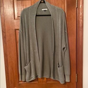 American Eagle Outfitters Sage Green Ribbed Knit Open Front Cardigan Size Large